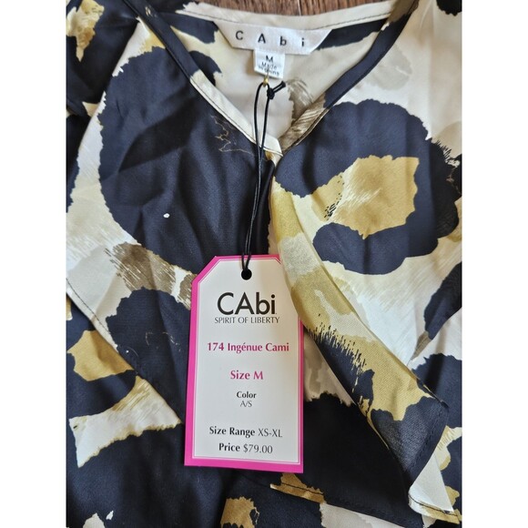 Cabi 174 Ingenue Womens Leopard Animal Print Cami Blouse Career Sz M Ruffle NEW - Picture 3 of 9